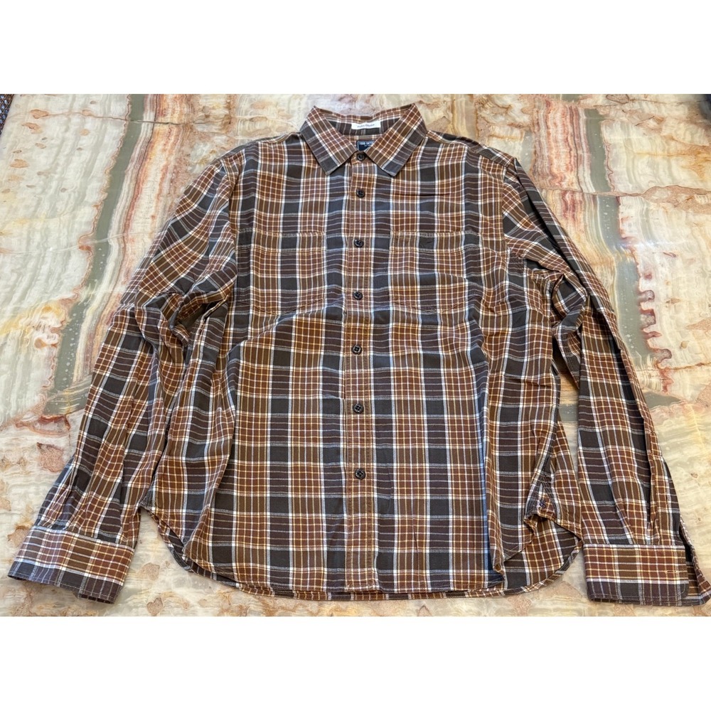 Todd Snyder Mens Button Up Shirt Brown Tan Indian Madras Plaid Long Sleeve L